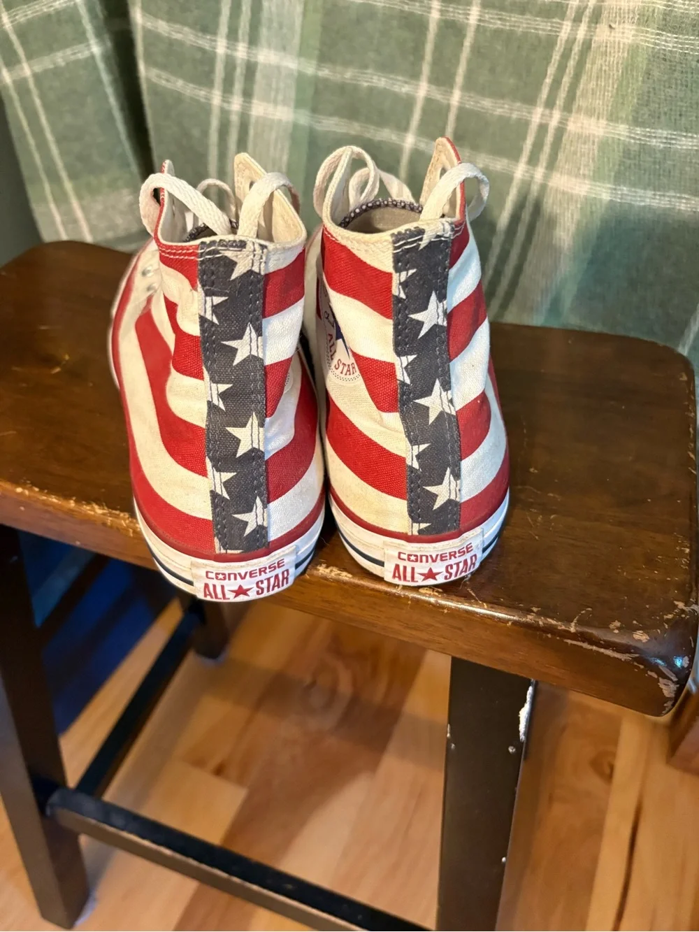 Converse Red and White Stripe High-Top Sneakers - Picture 5 of 8